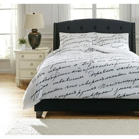 Queen Amantipoint White/Gray Duvet Cover Set